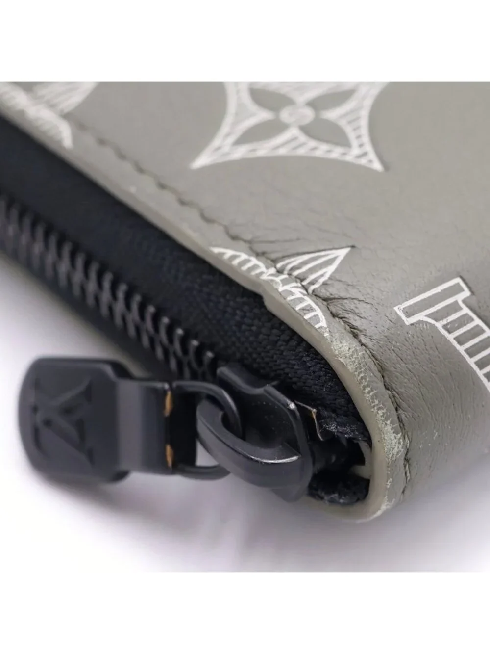 Louis Vuitton Monogram Shadow Zippy Wallet Horizontal Olive Green Silver